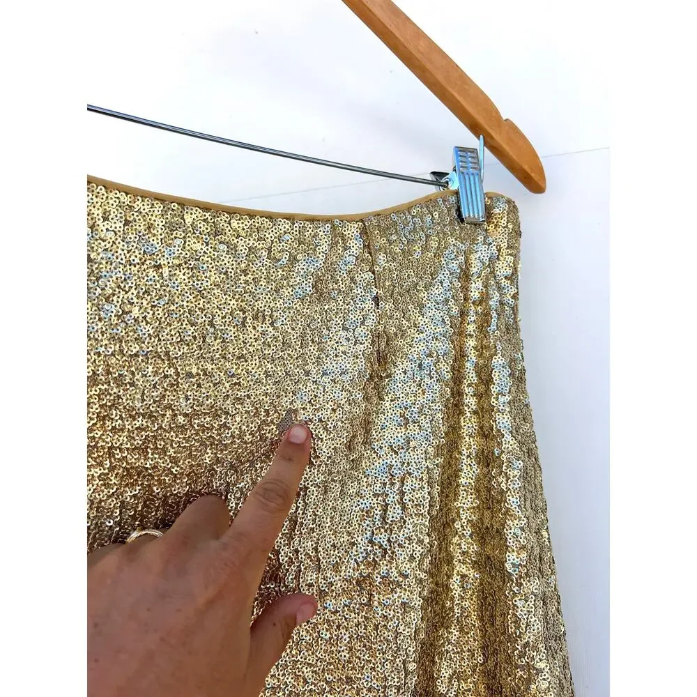 Walter Baker Mallory Mini Skirt Short Gold Sequins Glam Going Out 10 Sparkly